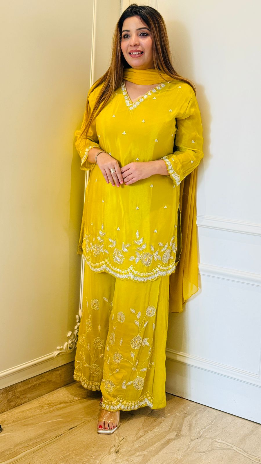 Orvya Plazo Suit Set- Yellow